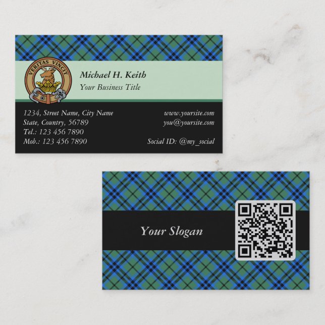 Clan Keith Tartan Carte de visite (Devant / Derrière)