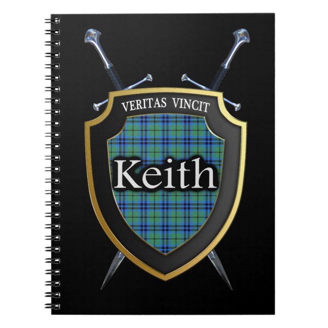 Clan Keith Tartan Shield & Swords Notebook (Front)