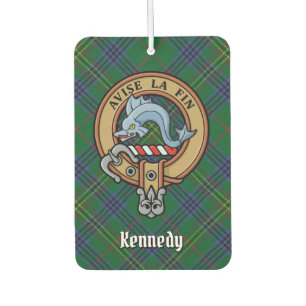 Clan Kennedy Crest over Tartan Air Freshener