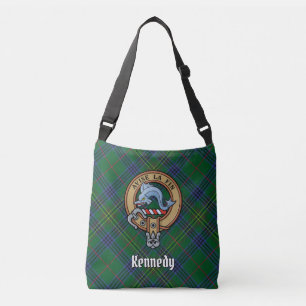 Clan Kennedy Crest over Tartan Crossbody Bag