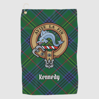Clan Kennedy Crest over Tartan Golf Towel