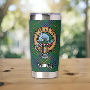 Clan Kennedy Crest over Tartan Insulated Tumbler