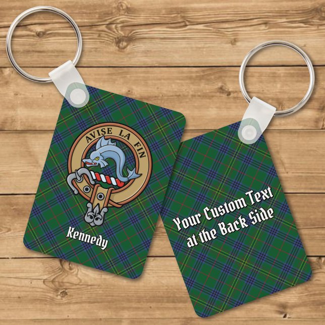 Clan Kennedy Crest over Tartan Keychain (Creator Uploaded)