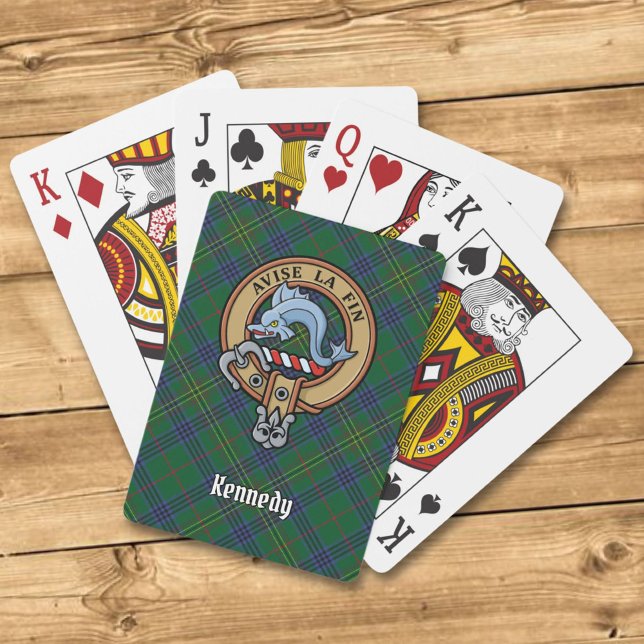 Clan Kennedy Crest over Tartan Playing Cards (Creator Uploaded)