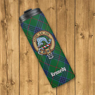 Clan Kennedy Crest over Tartan Thermal Tumbler