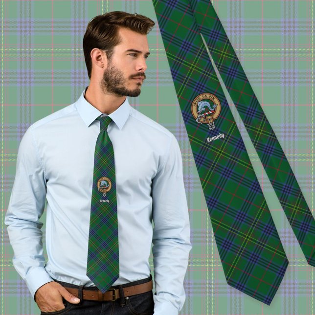 Clan Kennedy Crest over Tartan Tie (Creator Uploaded)
