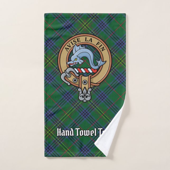 Clan Kennedy Crest sur Tartan (Serviette à main)
