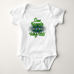 Clan Kennedy Tartan Burst Vintage Birthyear Baby Bodysuit