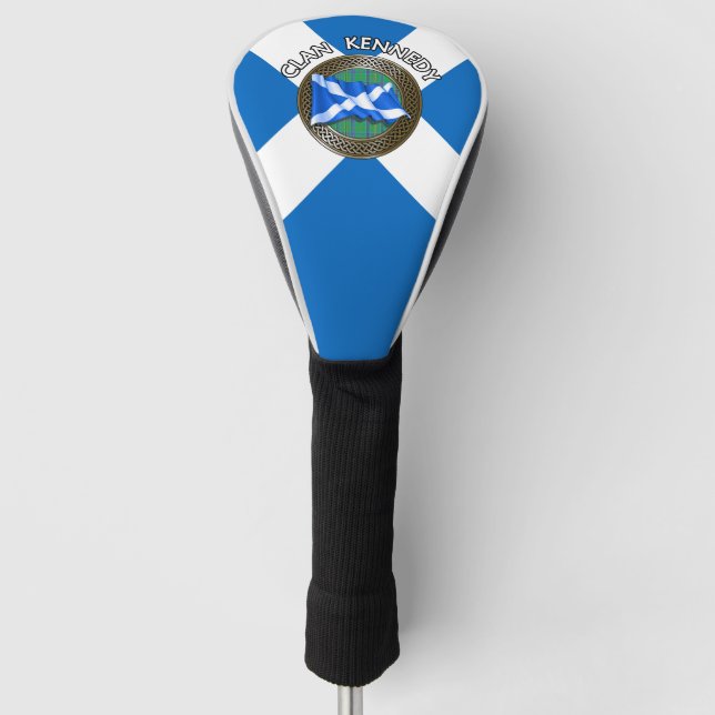 Clan Kennedy Tartan Knot & Flag Golf Head Cover (Front)