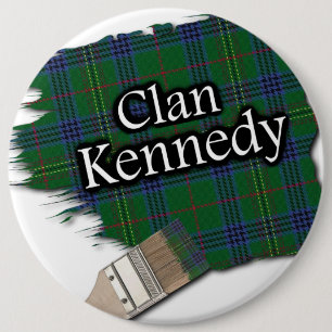 Clan Kennedy Tartan Paint Brush 6 Inch Round Button