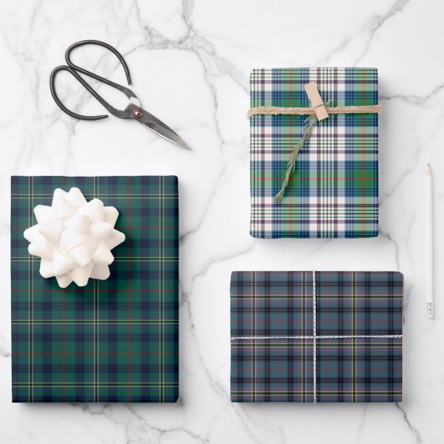 Clan Kennedy Tartan Variations Wrapping Paper Sheet (Front)