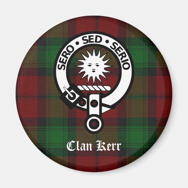 Clan Kerr Crest Badge Tartan Magnet (Front)