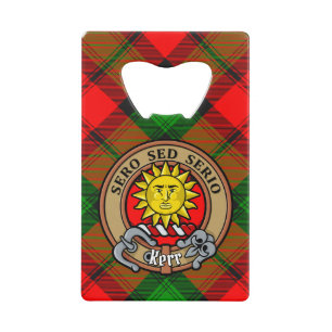 Clan Kerr Crest over Tartan Credit Card Bottle Opener
