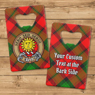 Clan Kerr Crest over Tartan Credit Card Bottle Opener