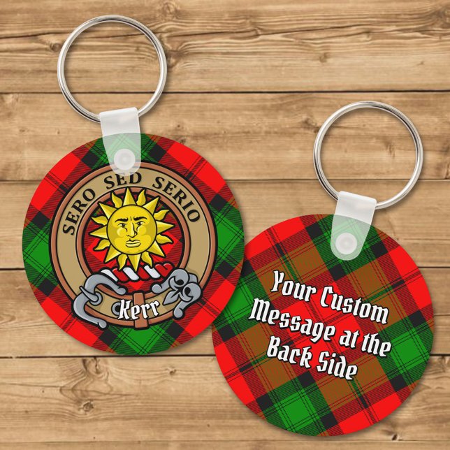 Clan Kerr Crest over Tartan Keychain (Creator Uploaded)