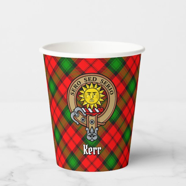 Clan Kerr Crest over Tartan Paper Cups (Front)