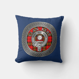 Clan Kerr Crest & Tartan Knot Throw Pillow