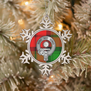Clan Kerr Crest & Tartan Snowflake Pewter Christmas Ornament