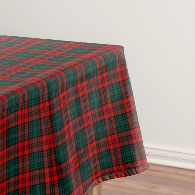 Clan Kerr Red and Forest Green Scottish Tartan Tablecloth (In Situ)