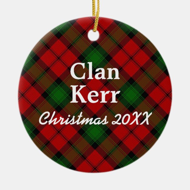 Clan Kerr Scottish Tartan Ceramic Ornament (Front)