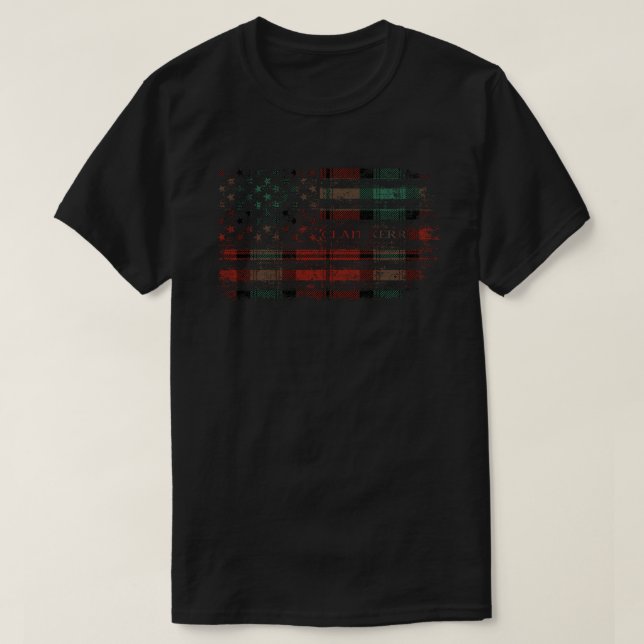 Clan Kerr Scottish tartan US flag kilt Scotland T-Shirt (Design Front)