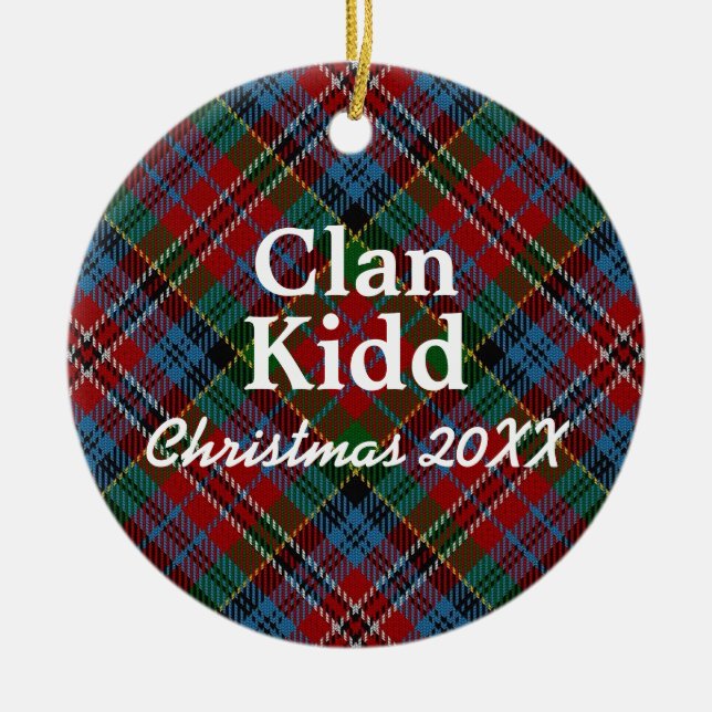 Clan Kidd Scottish Tartan Ceramic Ornament (Front)