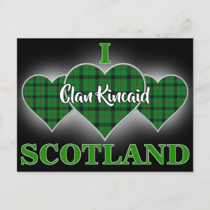 Clan Kincaid I Love Scotland Tartan Heart Postcard