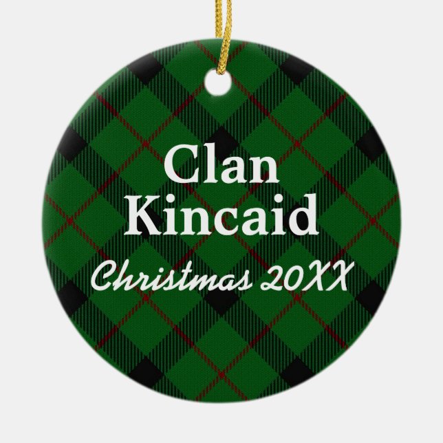 Clan Kincaid Scottish Tartan Ceramic Ornament (Front)