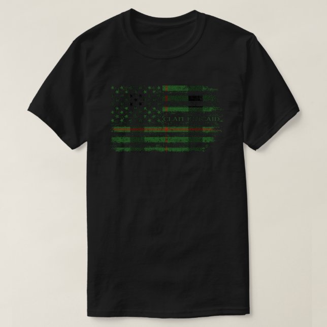 Clan Kincaid Scottish tartan US flag kilt Scotland T-Shirt (Design Front)