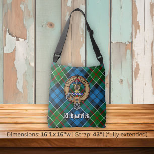 Clan Kirkpatrick Crest over Tartan Crossbody Bag