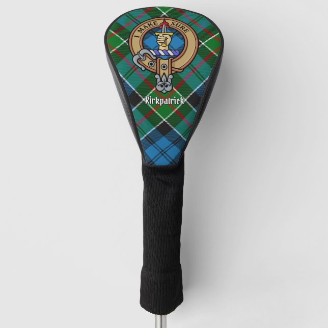 Clan Kirkpatrick Crest over Tartan Golf Head Cover (Front)