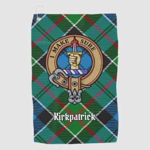 Clan Kirkpatrick Crest over Tartan Golf Towel