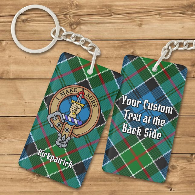 Clan Kirkpatrick Crest over Tartan Keychain (Creator Uploaded)