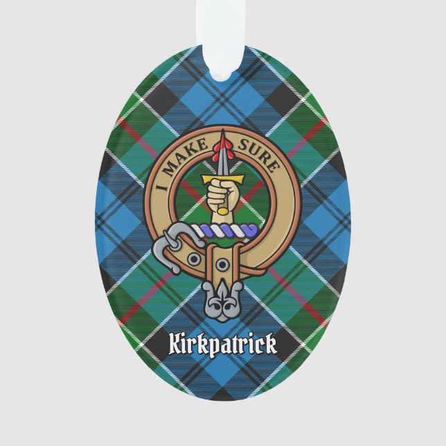 Clan Kirkpatrick Crest over Tartan Ornament (Front)