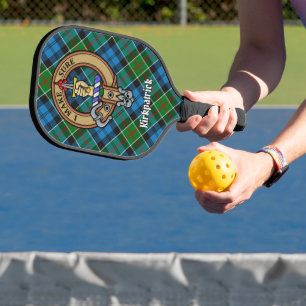 Clan Kirkpatrick Crest over Tartan Pickleball Paddle