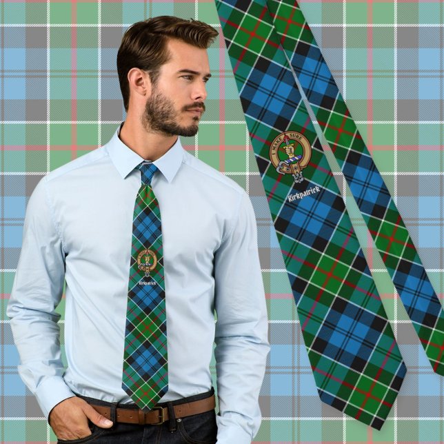 Clan Kirkpatrick Crest over Tartan Tie (Creator Uploaded)