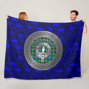 Clan Lamont Crest & Tartan Knot Fleece Blanket