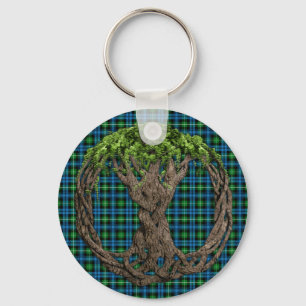 Clan Lamont Tartan And Celtic Tree Of Life Keychain