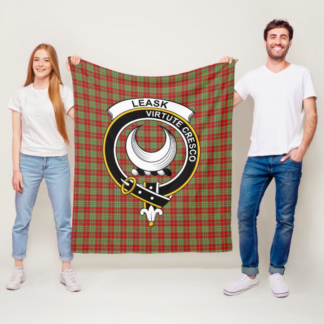 Clan leask Modern Tartan Plaid Fleece Blanket (In Situ)