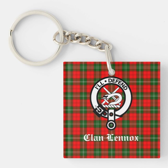 Clan Lennox Crest Badge & Tartan Keychain (Front)