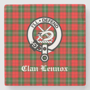 Clan Lennox Crest Badge & Tartan Stone Coaster