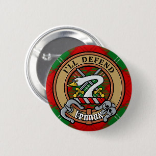 Clan Lennox Crest over Tartan 2 Inch Round Button