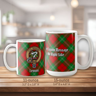 Clan Lennox Crest over Tartan Coffee Mug
