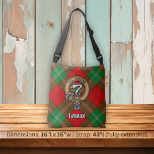 Clan Lennox Crest over Tartan Crossbody Bag