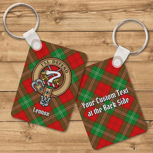 Clan Lennox Crest over Tartan Keychain (Creator Uploaded)