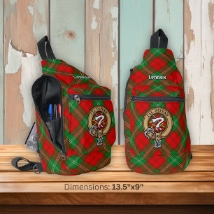 Clan Lennox Crest over Tartan Sling Bag