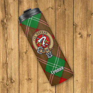 Clan Lennox Crest over Tartan Thermal Tumbler