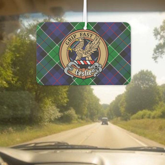 Clan Leslie Crest over Hunting Tartan Air Freshener (Creator Uploaded)