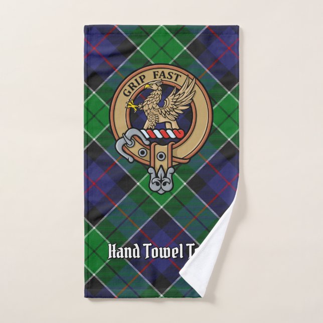 Clan Leslie Crest over Hunting Tartan Bath Towel Set (Hand Towel)