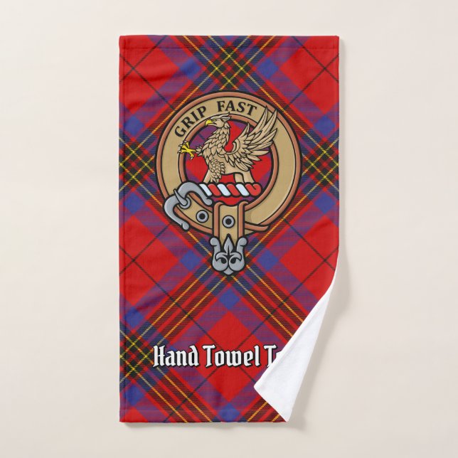 Clan Leslie Crest over Red Tartan Bath Towel Set (Hand Towel)